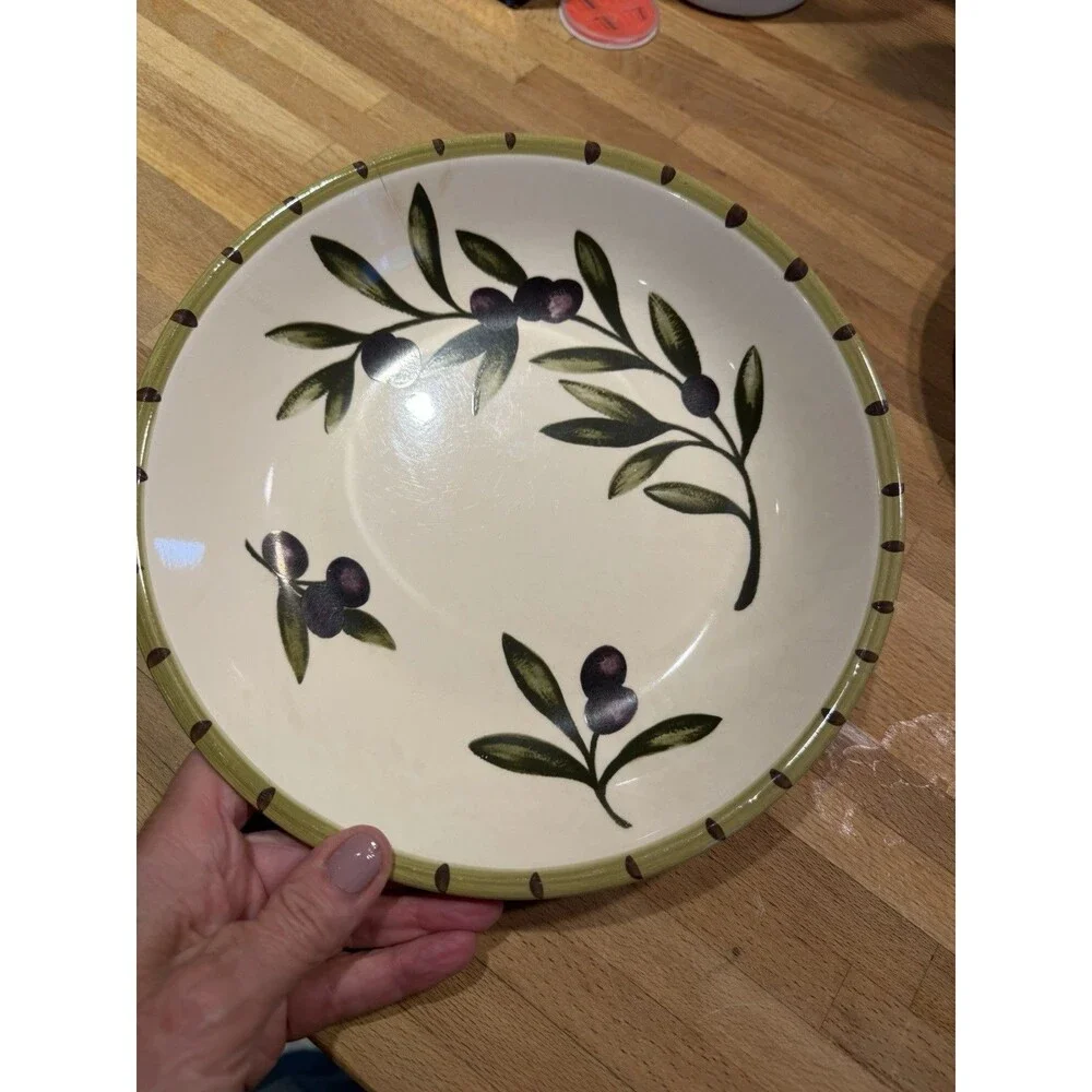 Williams Sonoma Pasta Bowl Liguria Pattern Olive Branches Glossy